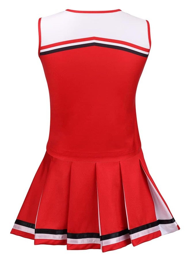 GRAJTCIN Cheerleader Outfit for Girls Cheer Uniform Cheerleading Costume Halloween Christmas Dress for 6-7 Years (130, Red) - Image 4